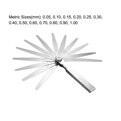 Harfington Metric Thickness Feeler Gauge 0.05-1.00mm 13 Blade Mn Steel Measuring Tool for Gap Width
