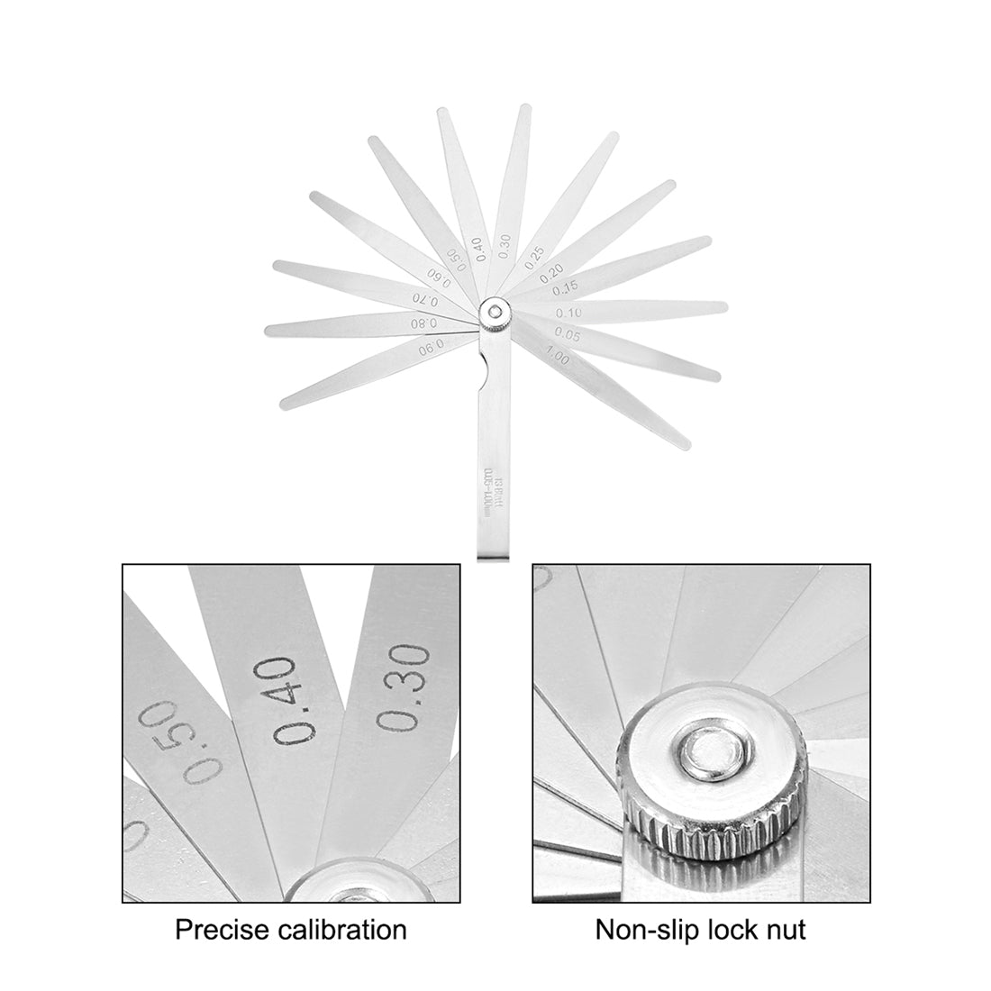 Harfington Metric Thickness Feeler Gauge 0.05-1.00mm 13 Blade Mn Steel Measuring Tool for Gap Width