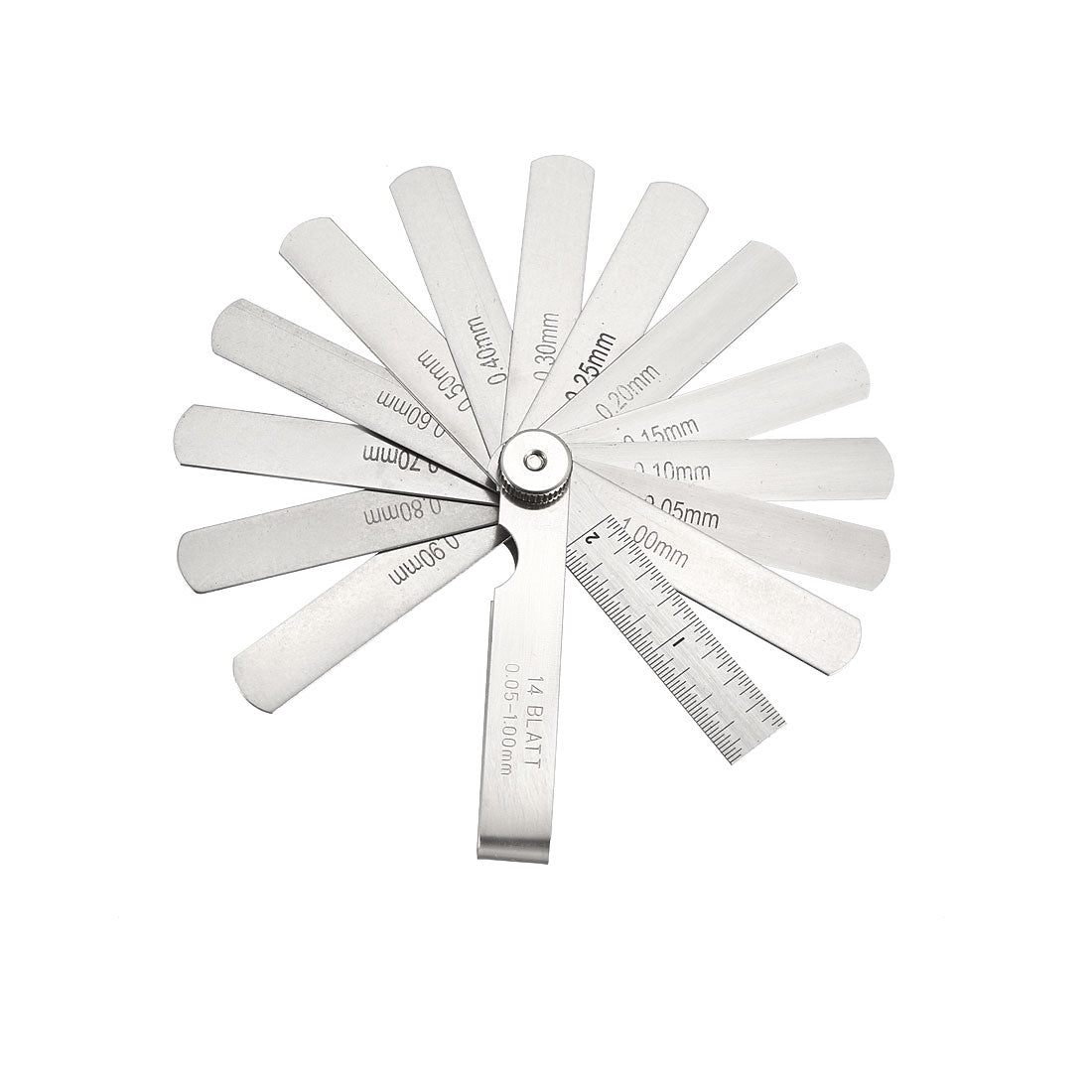Harfington Metric Thickness Feeler Gauge 0.05-1.00mm 14 Blade Mn Steel Measuring Tool for Gap Width