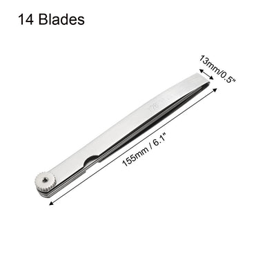 Harfington Metric Thickness Feeler Gauge 0.05-1.0mm 14 Blades Mn Steel Measuring Tool for Gap Width