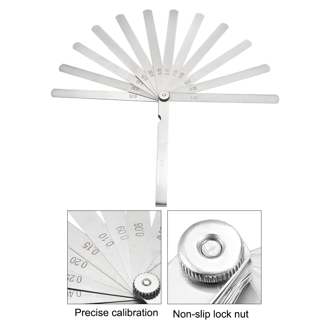 Harfington Metric Thickness Feeler Gauge 0.05-1.0mm 14 Blades Mn Steel Measuring Tool for Gap Width