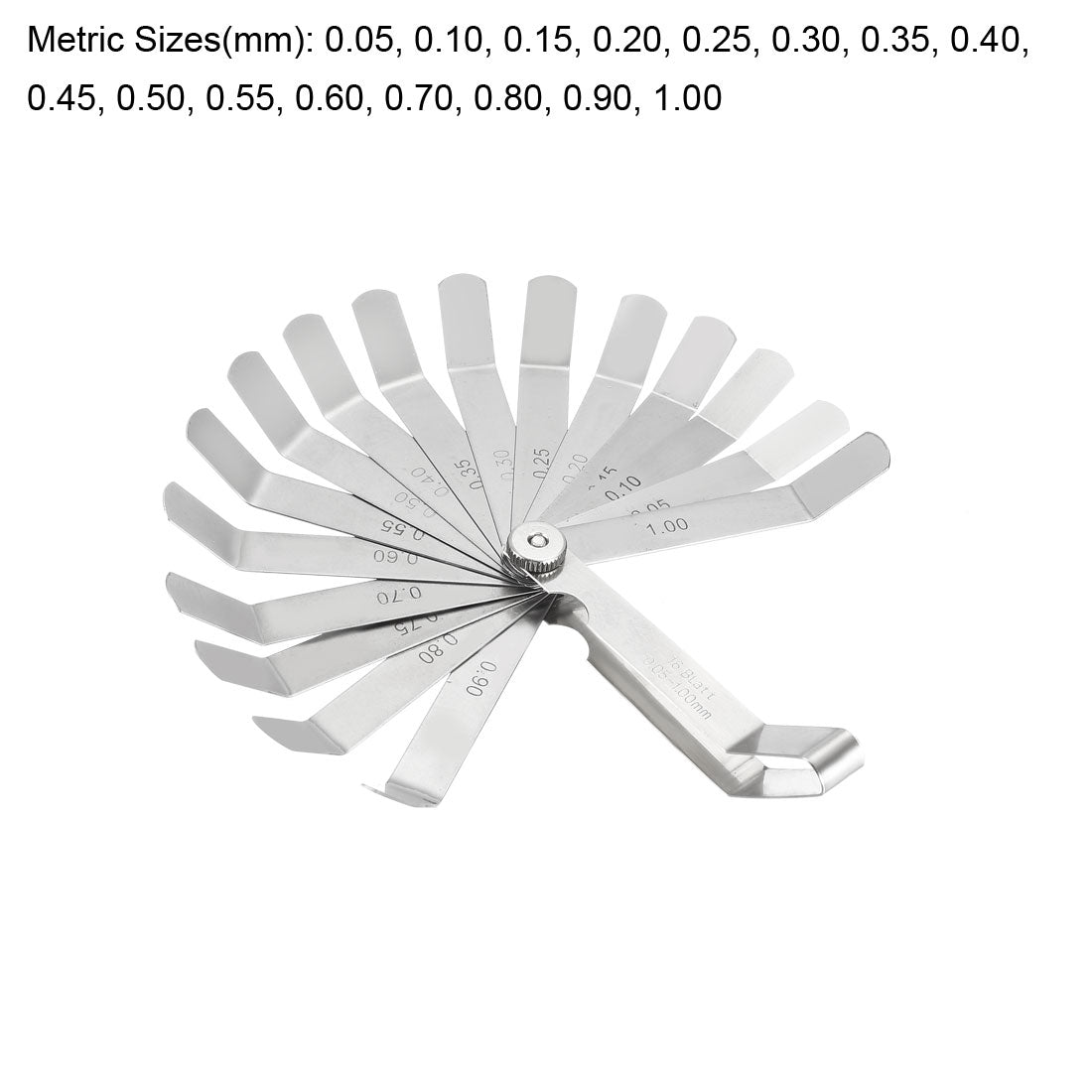 Harfington Metric Thickness Feeler Gauge 0.05-1.00mm 16 Blades Mn Steel Measuring Tool for Width Gap