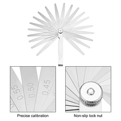 Harfington Metric Thickness Feeler Gauge 0.05-1mm 20 Blades Mn Steel Measuring Tool for Gap Width