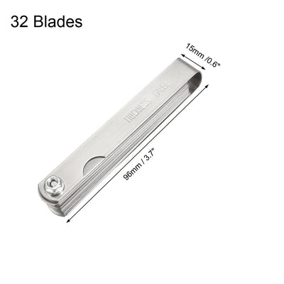 Harfington Metric Thickness Feeler Gauge 0.04-0.88mm 32 Blade Brass Measuring Tool for Gap Width