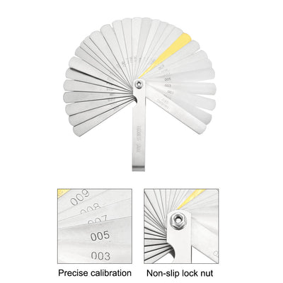 Harfington Metric Thickness Feeler Gauge 0.04-0.88mm 32 Blade Brass Measuring Tool for Gap Width