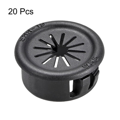 Harfington 19mm Mounted Dia Cable Hose Snap Bushing Grommet Protector Black 20pcs