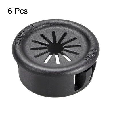 Harfington 19 mm montierter Durchmesser, Kabelschlauch, Schnappbuchse, Tüllenschutz, schwarz, 6 Stück