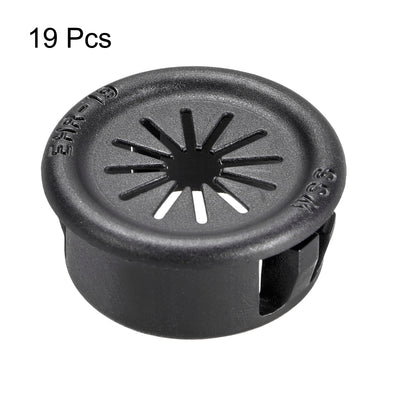 Harfington 19mm Mounted Dia Cable Hose Snap Bushing Grommet Protector Black 19pcs