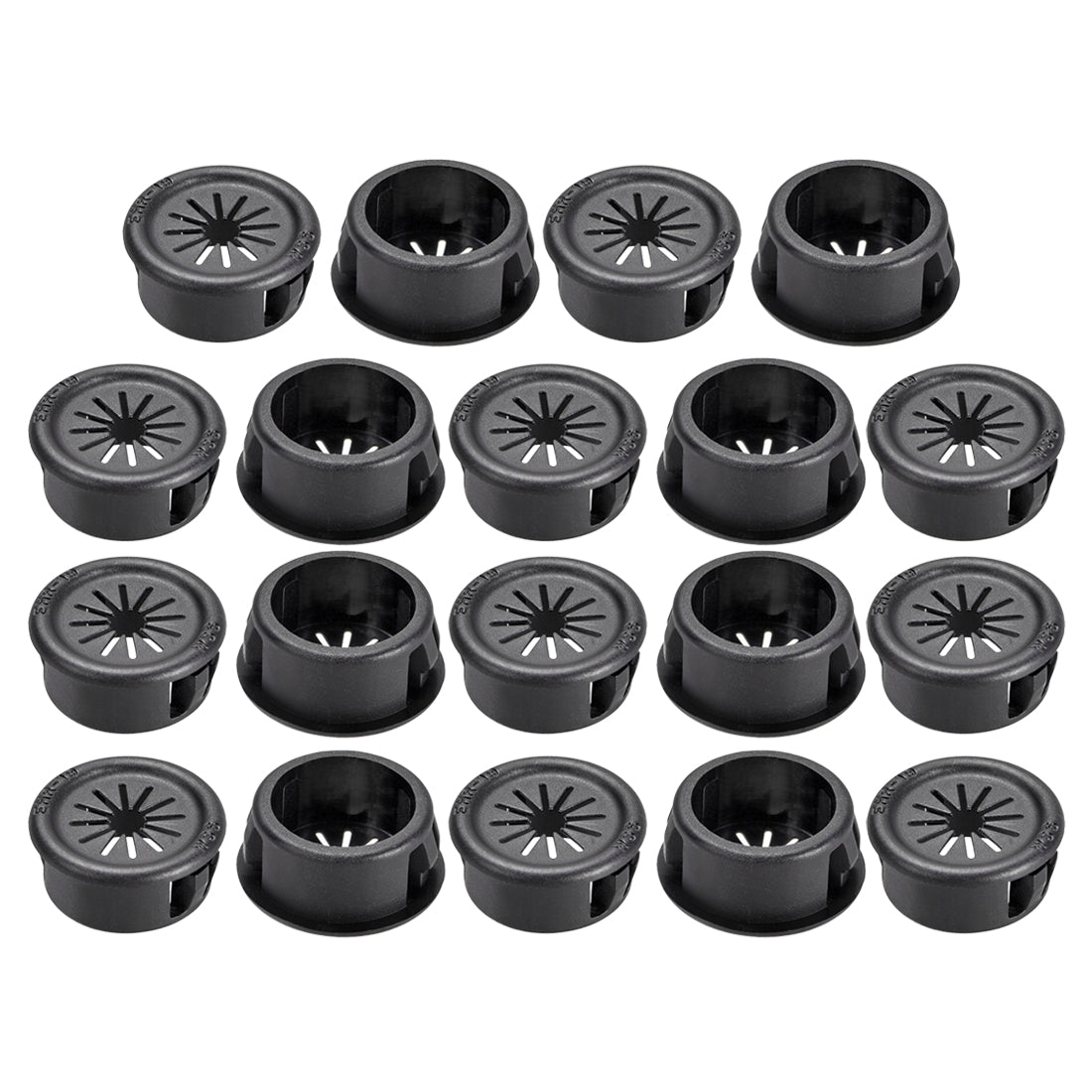 Harfington 19mm Mounted Dia Cable Hose Snap Bushing Grommet Protector Black 19pcs