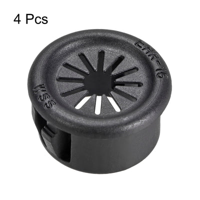 Harfington 16mm Mounted Dia Cable Hose Snap Bushing Grommet Protector Black 4pcs