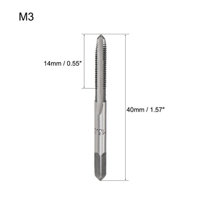 Harfington Metric Hand Tap M3 Thread 0.5 Pitch 3 Straight Flutes H2 High Speed Steel 5 Pairs