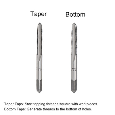 Harfington Metric Hand Tap M3 Thread 0.5 Pitch 3 Straight Flutes H2 High Speed Steel 5 Pairs
