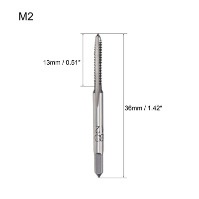 Harfington Metric Hand Tap M2 Thread 0.4 Pitch 3 Straight Flutes High Speed Steel 5 Pairs