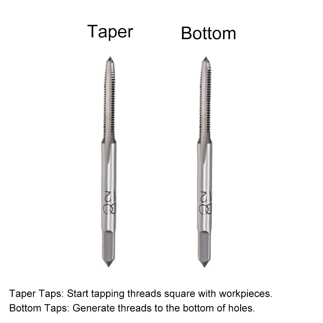 Harfington Metric Hand Tap M2 Thread 0.4 Pitch 3 Straight Flutes High Speed Steel 5 Pairs