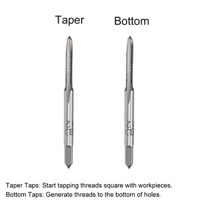 Harfington Metric Hand Tap M2 Thread 0.4 Pitch 3 Straight Flutes High Speed Steel 5 Pairs