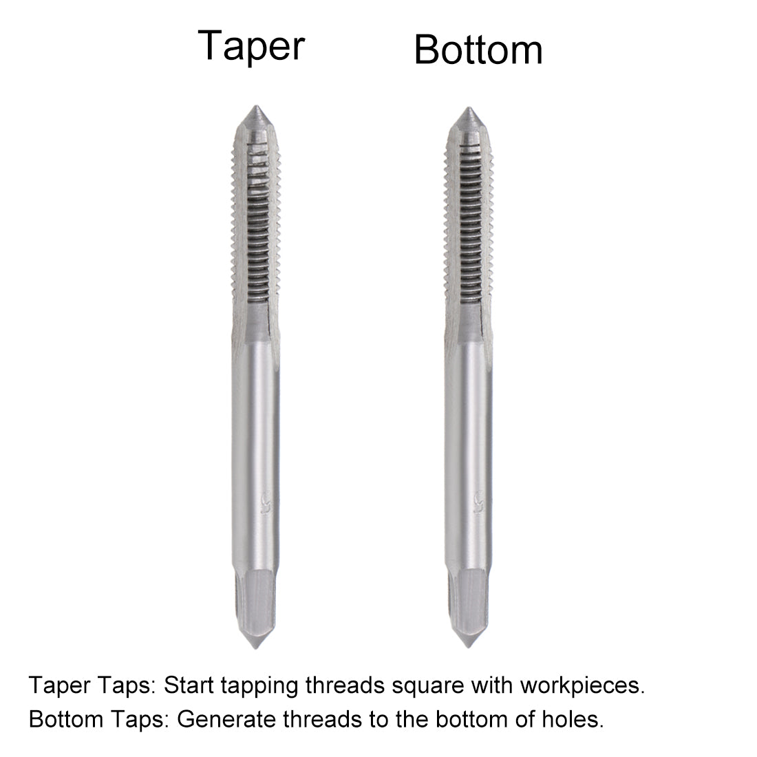 Harfington Metric Hand Tap M5 Thread 0.8 Pitch 3 Straight Flutes High Speed Steel 1 Pair