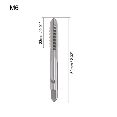 Harfington Metric Hand Tap M6 Thread 1 Pitch 3 Straight Flutes High Speed Steel 5 Pairs