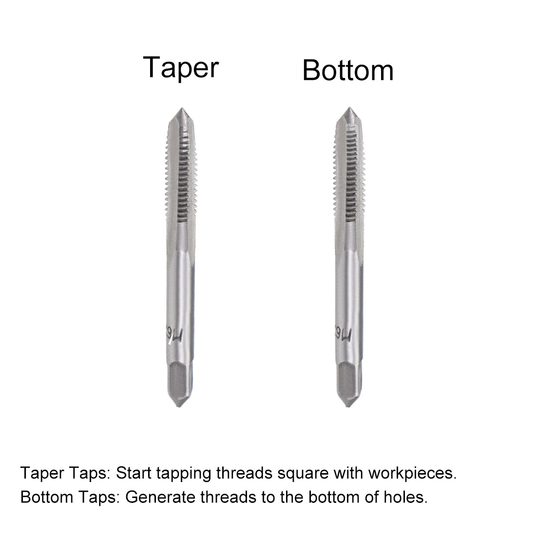 Harfington Metric Hand Tap M6 Thread 1 Pitch 3 Straight Flutes High Speed Steel 5 Pairs