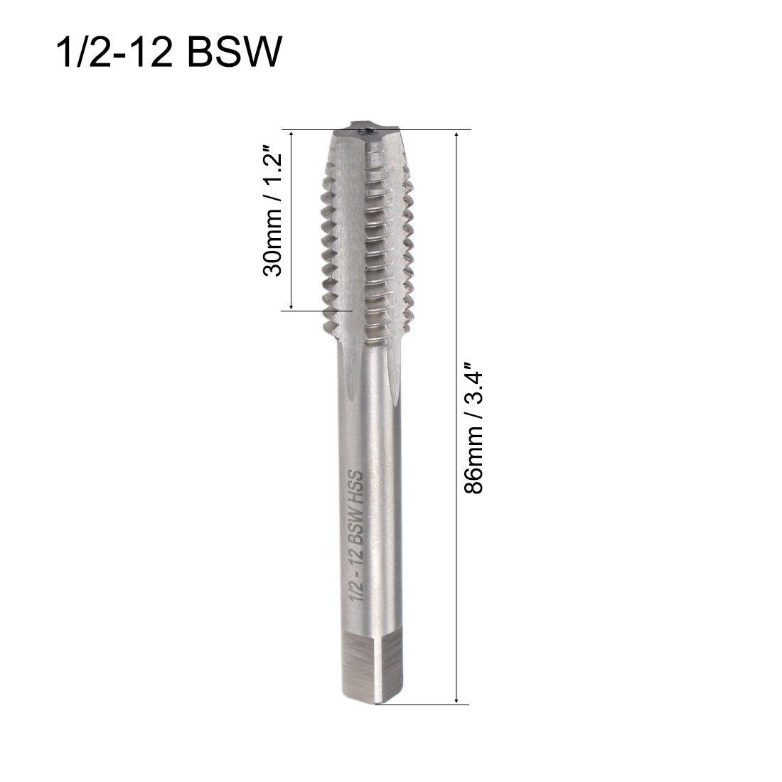 Harfington Machine Tap BSW Thread Pitch H2 4 Straight Flutes High Speed Steel