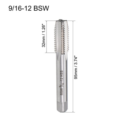 Harfington Machine Tap BSW Thread Pitch H2 4 Straight Flutes High Speed Steel