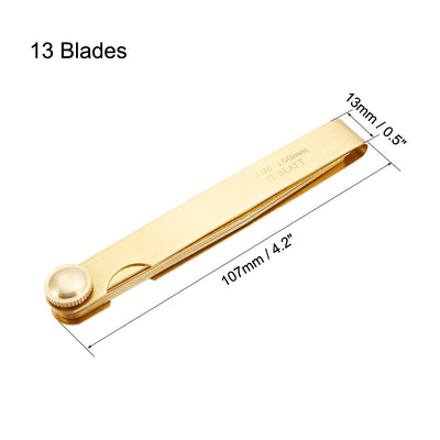 Harfington Metric Thickness Feeler Gauge 0.05-1mm 13 Blades Brass Measuring Tool for Width Gap