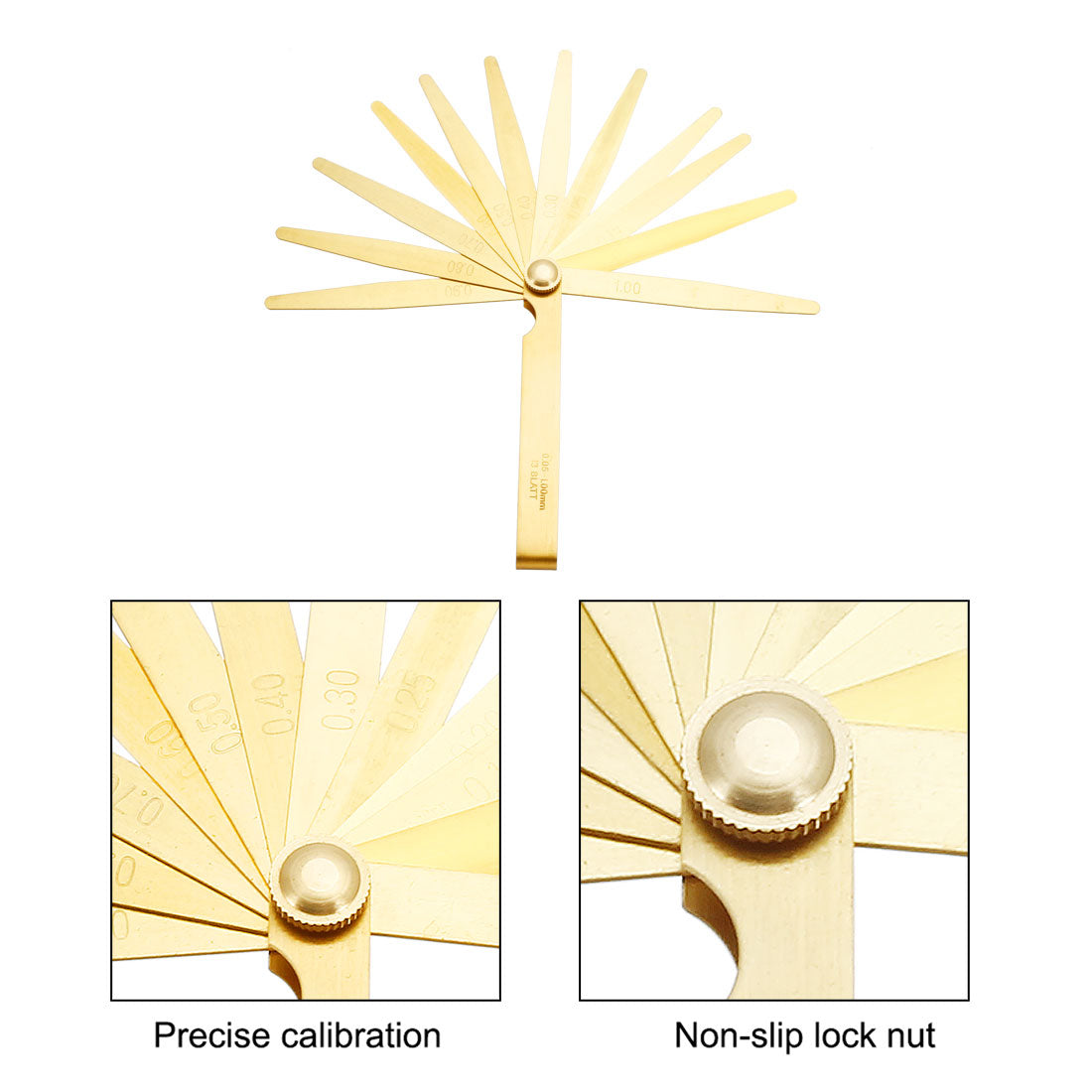Harfington Metric Thickness Feeler Gauge 0.05-1mm 13 Blades Brass Measuring Tool for Width Gap