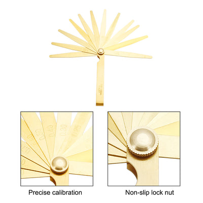 Harfington Metric Thickness Feeler Gauge 0.05-1mm 13 Blades Brass Measuring Tool for Width Gap