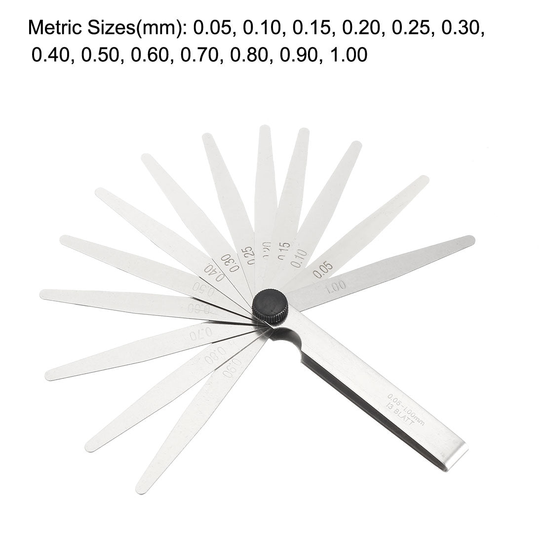 Harfington Metric Thickness Feeler Gauge 0.05-1.00mm 13 Blade Mn Steel Measuring Tool for Width Gap