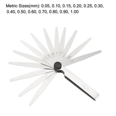 Harfington Metric Thickness Feeler Gauge 0.05-1.00mm 13 Blade Mn Steel Measuring Tool for Width Gap