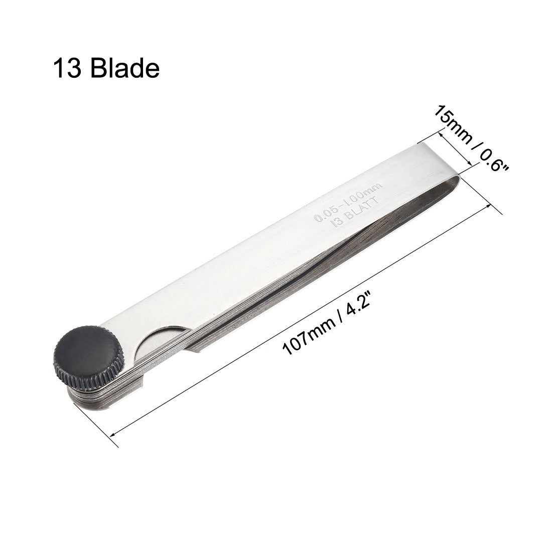 Harfington Metric Thickness Feeler Gauge 0.05-1.00mm 13 Blade Mn Steel Measuring Tool for Width Gap
