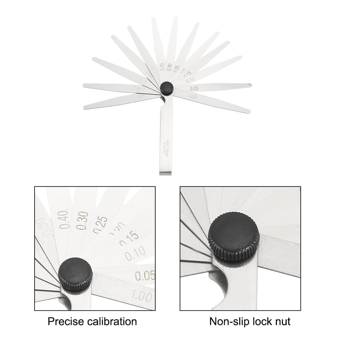 Harfington Metric Thickness Feeler Gauge 0.05-1.00mm 13 Blade Mn Steel Measuring Tool for Width Gap