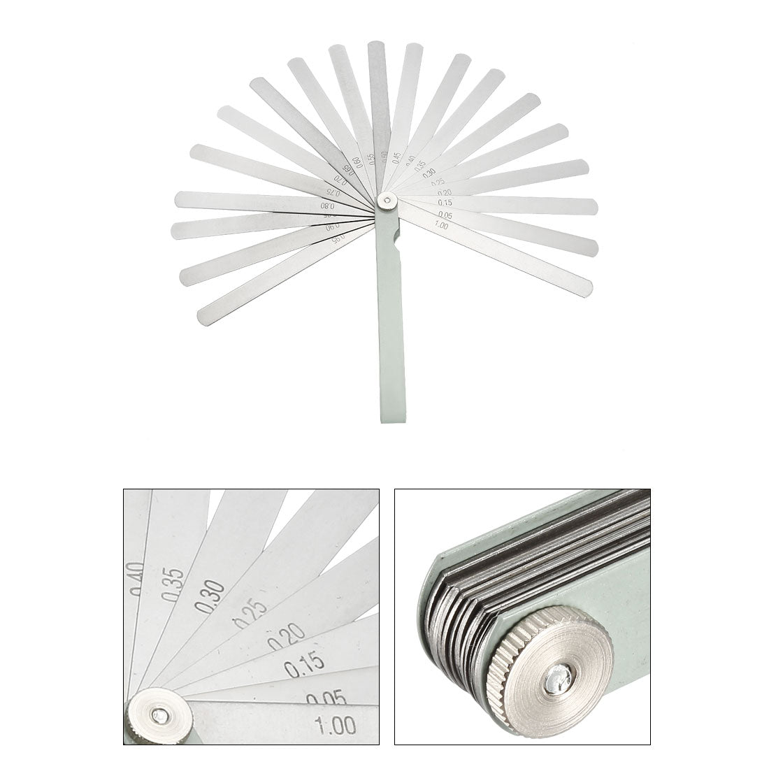 Harfington Metric Thickness Feeler Gauge 0.05-1.0mm 20 Blade Mn Steel Measuring Tool for Width Gap