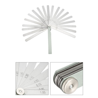 Harfington Metric Thickness Feeler Gauge 0.05-1.0mm 20 Blade Mn Steel Measuring Tool for Width Gap