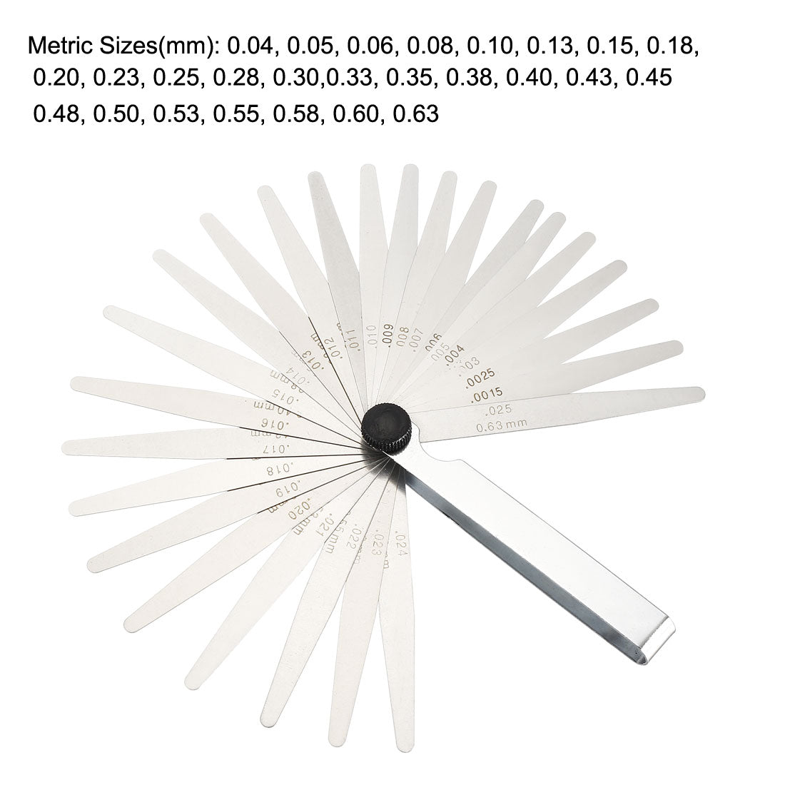 Harfington Metric Thickness Feeler Gauge 0.04-0.63mm 26 Blade Mn Steel Measuring Tool for Width Gap