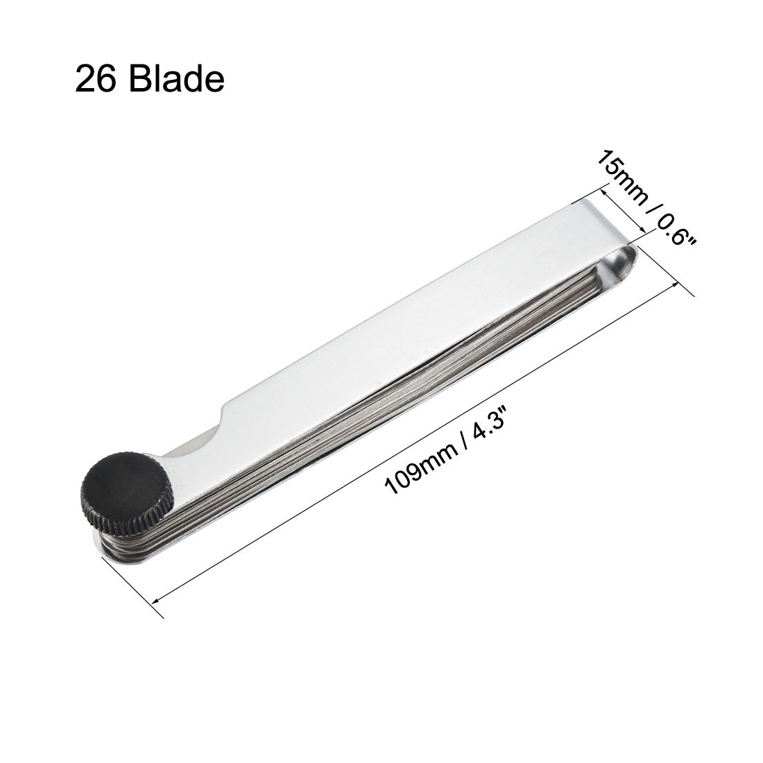 Harfington Metric Thickness Feeler Gauge 0.04-0.63mm 26 Blade Mn Steel Measuring Tool for Width Gap