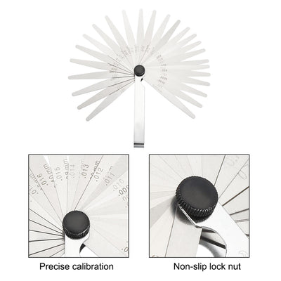 Harfington Metric Thickness Feeler Gauge 0.04-0.63mm 26 Blade Mn Steel Measuring Tool for Width Gap