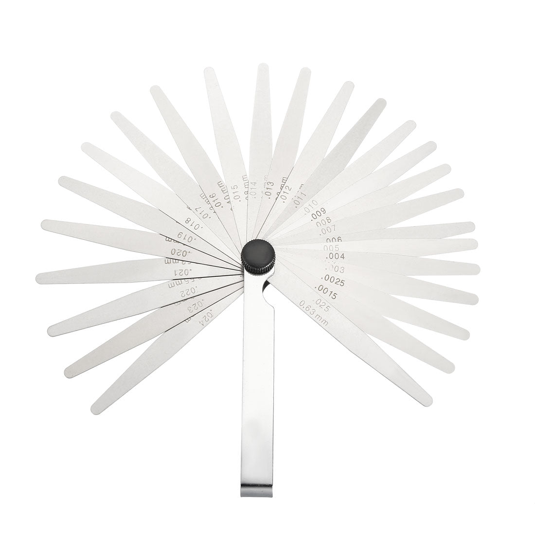 Harfington Metric Thickness Feeler Gauge 0.04-0.63mm 26 Blade Mn Steel Measuring Tool for Width Gap