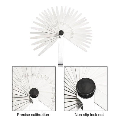 Harfington Metric Thickness Feeler Gauge 0.03-1.00mm 32 Blade Mn Steel Measuring Tool for Width Gap