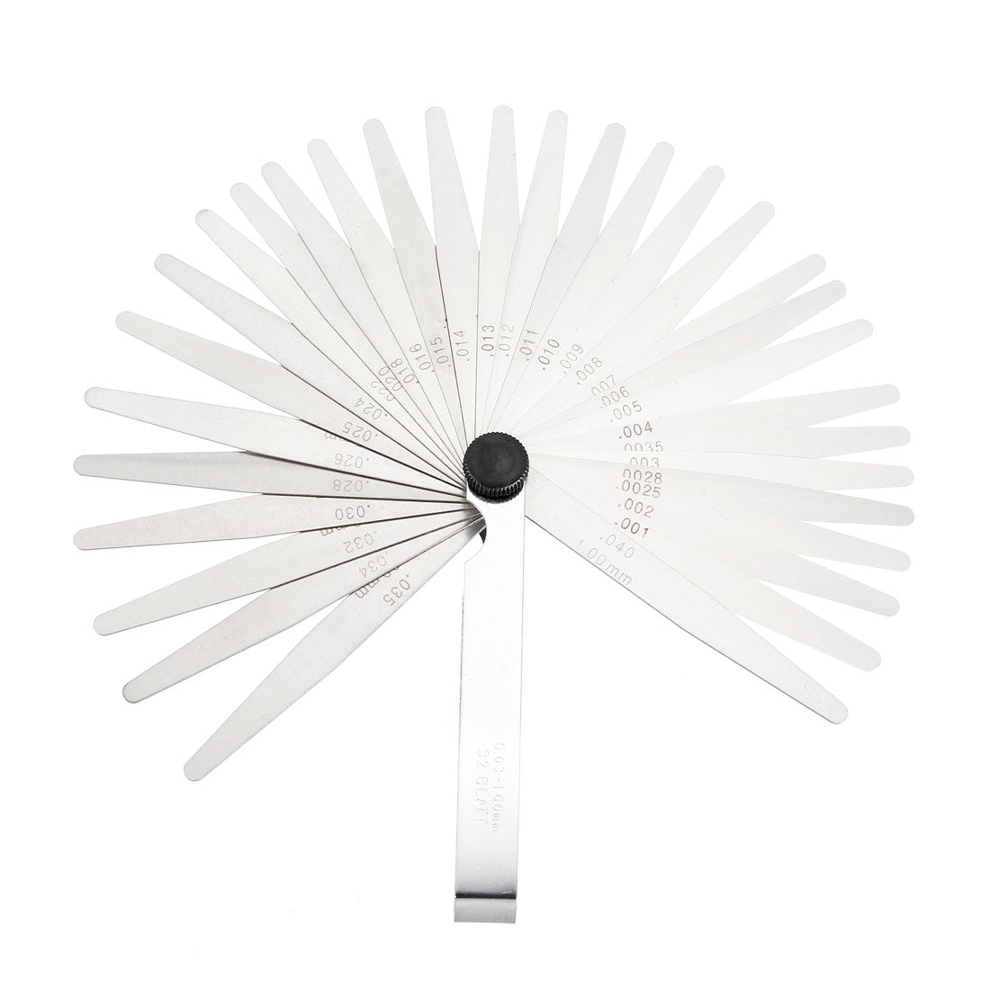 Harfington Metric Thickness Feeler Gauge 0.03-1.00mm 32 Blade Mn Steel Measuring Tool for Width Gap