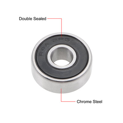 Harfington Uxcell Deep Groove Ball Bearings Inch Double Sealed Chrome Steel ABEC1 Z1