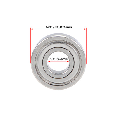 Harfington SR4ZZ Stainless Steel Ball Bearing 1/4"x5/8"x0.196" Shielded R4ZZ Bearings 2pcs