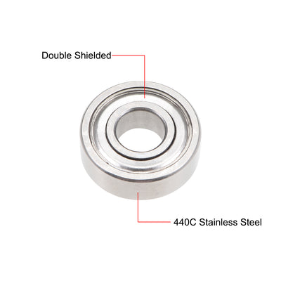 Harfington SR4ZZ Stainless Steel Ball Bearing 1/4"x5/8"x0.196" Shielded R4ZZ Bearings 5pcs