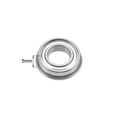 Harfington F6800ZZ Flange Ball Bearing 10x19x5mm Shielded Chrome Bearings 2pcs