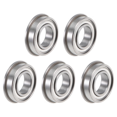 Harfington F6800ZZ Flange Ball Bearing 10x19x5mm Shielded Chrome Bearings 5pcs