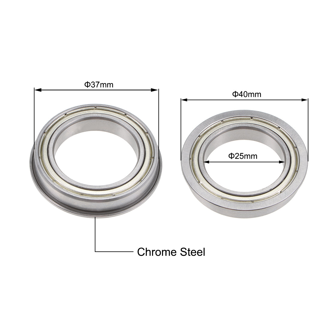 Harfington F6805ZZ Flange Ball Bearing Double Shielded Bearings 25x37x7mm