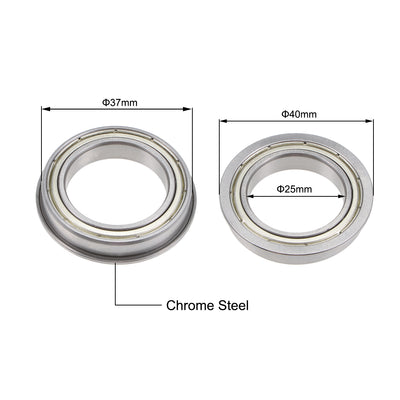 Harfington F6805ZZ Flange Ball Bearing Double Shielded Bearings 25x37x7mm