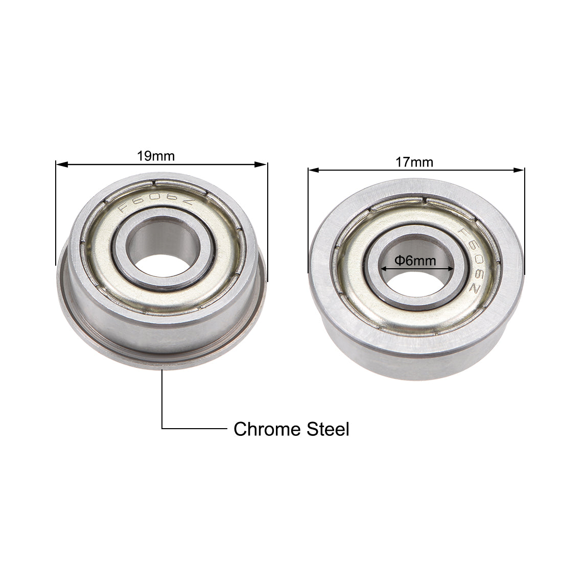 Harfington Flange Deep Groove Ball Bearings Double Shield Chrome Steel
