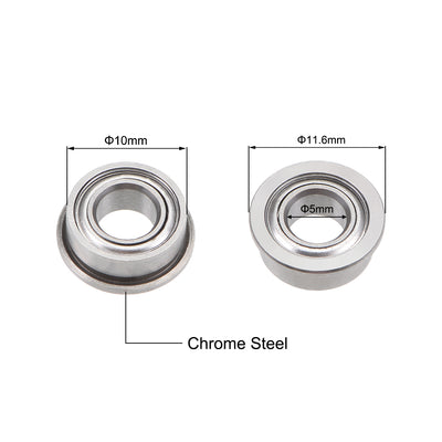 Harfington Miniature Flange Deep Groove Ball Bearings Double Shield Chrome Steel