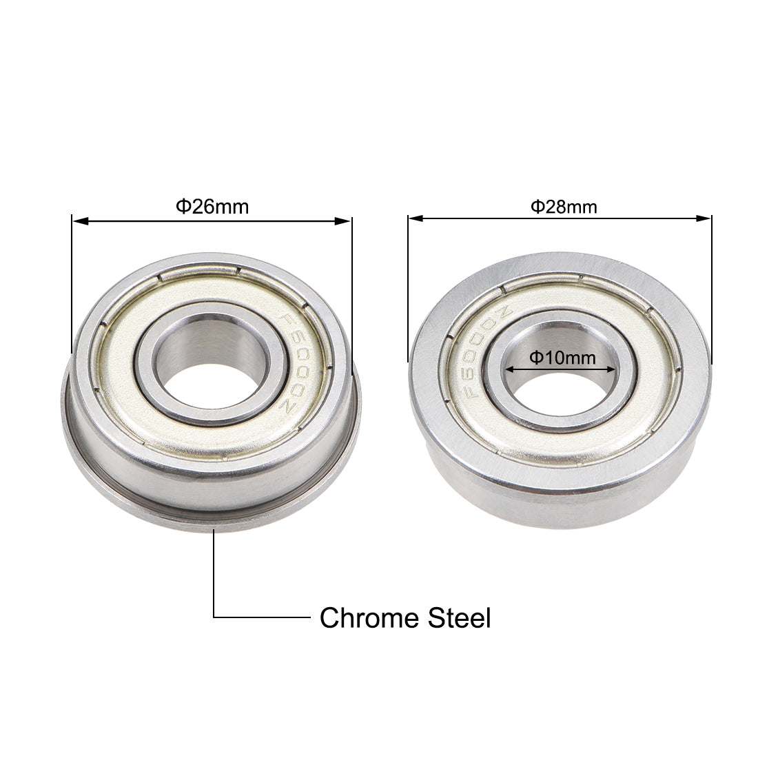 Harfington Flange Deep Groove Ball Bearings Double Shield Chrome Steel