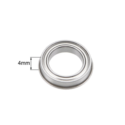 Harfington F6701ZZ Flange Ball Bearing 12x18x4mm Shielded Chrome Bearings 2pcs